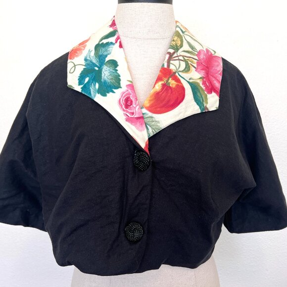 Funky & Unique Crop Jacket - Handmade - Solid & Floral - Size M/L - Picture 2 of 14